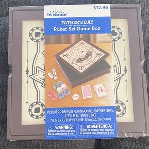 Celebrate! Poker Set Game Box - Brown and White